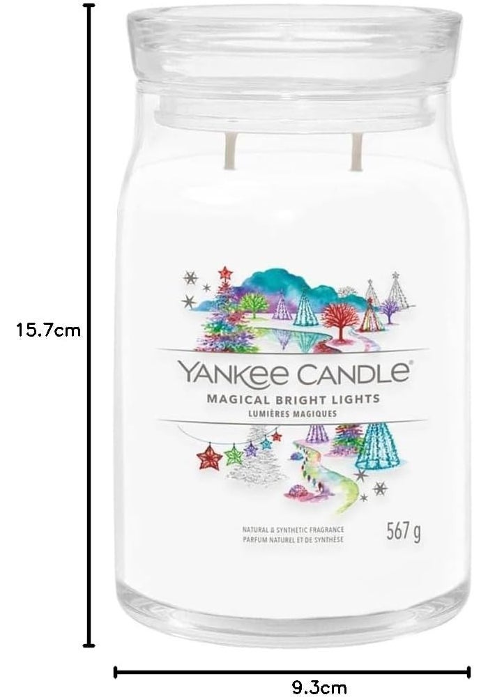 YANKEE CANDLE Signature Scented Jar Candle-567g | Magical Bright Lights |Double wick candle - Image 2